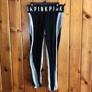 Pink Victoria’s Secret leggings ultimate size large gray and black pink Vs pant‍